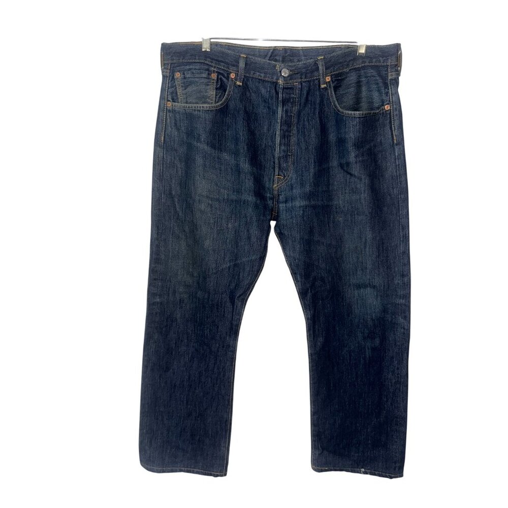 Levis Mens 501 Original Fit Button Fly Straight Leg Jeans W38 L32 Blue Denim - Picture 7 of 8